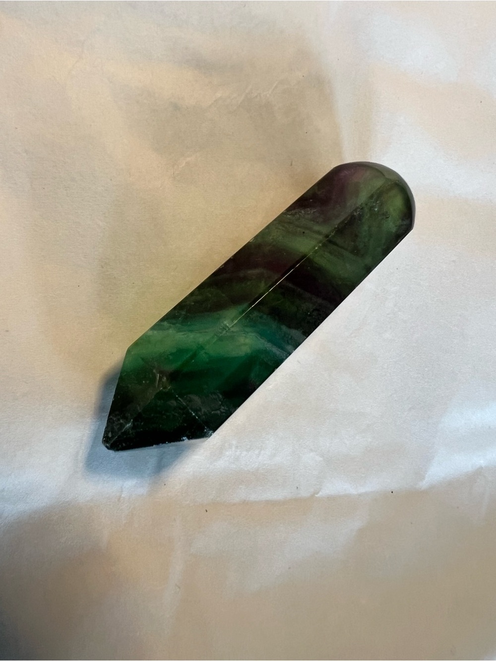 Green and Purple Band Fluorite Double Point Crystal Wand -2 inch